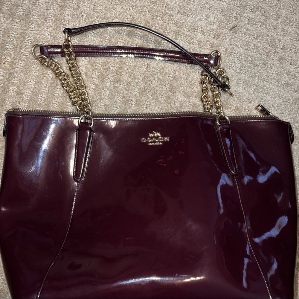 COACH Burgundy Patent Leather Tote